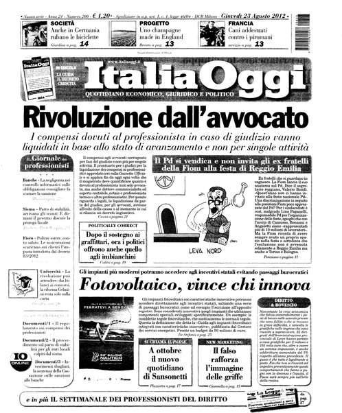 Italia oggi : quotidiano di economia finanza e politica